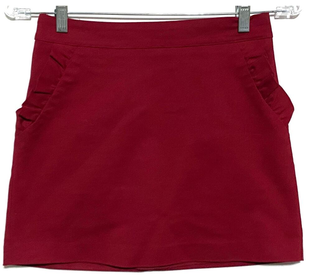 Forever 21 Ruffle Pocket A-Line Mini Skirt Womens 24 Red Y2K Coquette Party